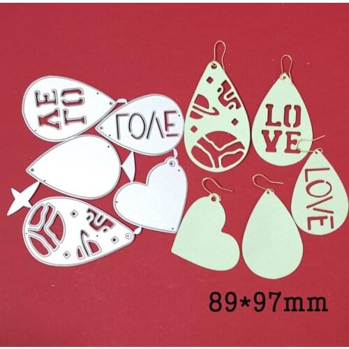 Love Letter Water Drop Earring Metal Cutting Dies For Stamps Scrapbooking Stencils DIY Paper Album Card Decor Embossing 2021 New