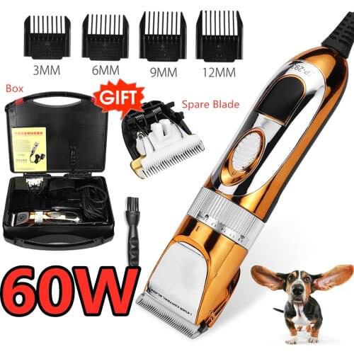 Pet Dog Hair Trimmer 60W Professional Pet Cat Dog Rabbit Clipper Electric Chargeable Hair Trimmer Kit Grooming Cutter Machine