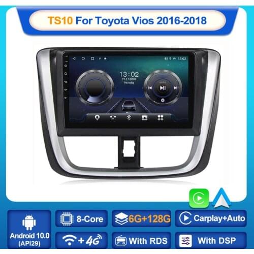 MEKEDE TS10 6G+128G Android 10 Radio For Toyota Vios 2016 2017 2018 Car Multimedia DVD 4G LTE GPS Built-in Carplay AUTO WIFI BT