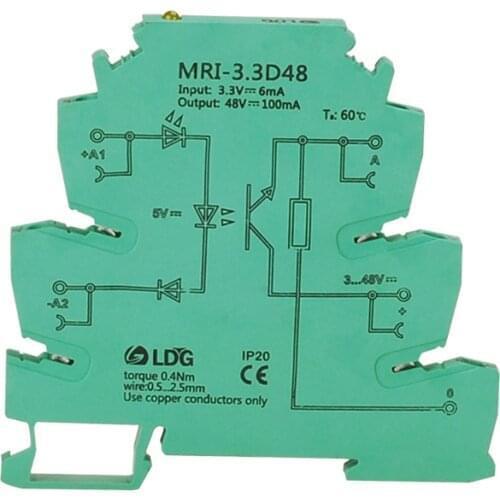 MRI-3.3D48 Relay Module Input 3.3V DC Output 3-48V DC Photoelectrical Coupler Interface Optocoupler Isolating PLC Relay Board