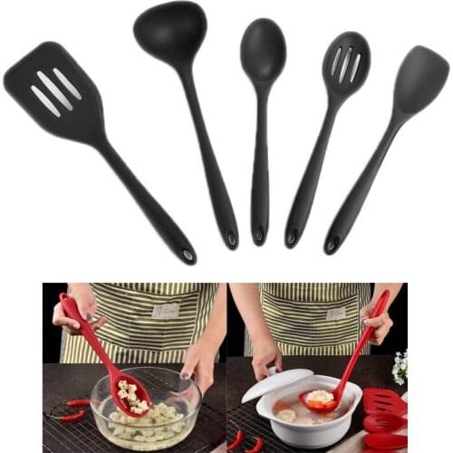 5pcs/Set Silicone Cooking Utensils Set Non Stick Spatula Shovel soup spoon Handle Cooking Tools Kitchen Tool Accessories
