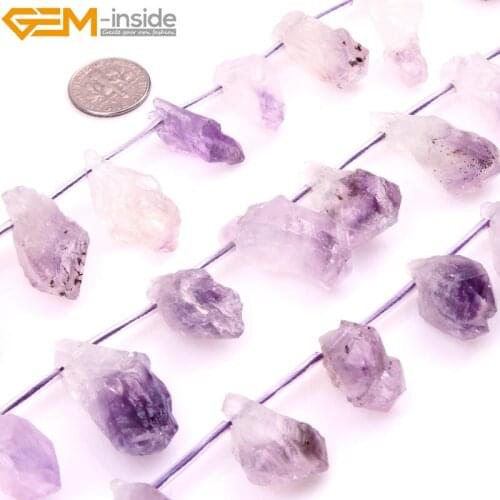 Natural Raw Amethy Quartz Crystal Stick Side Drilled Beads For Jewelry Making DIY 18X22-16X35MM 15inches FreeSipping Wholesale
