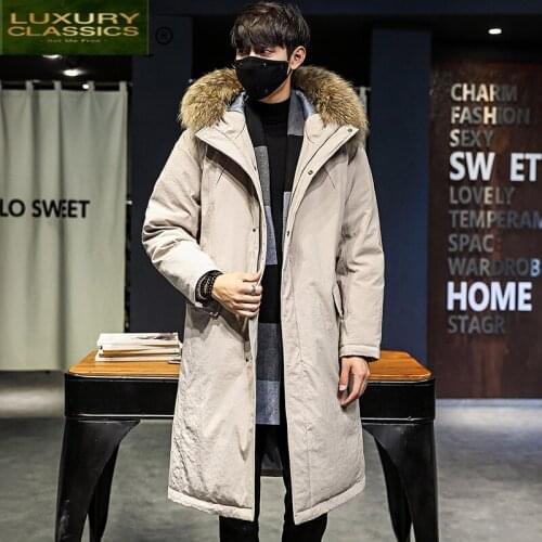 New Brand Mens 2021 Down Jacket Largr Fur Hooded Clothes Streetwear Duck Down Coat Long Casaco Warm Jackets Hiver YYS895