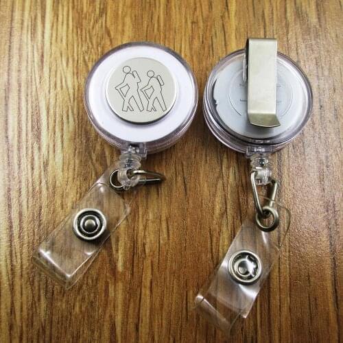 Hiking ID Badge Reel gift for him/her friend family retractable recoil id badge holder work fun