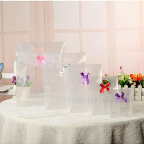 48pcs 16.5*12.5*6cm transparent Craft Paper Gift Bag for Candy Cookie Makeup with Handle Christmas Wedding Bags Party Favors