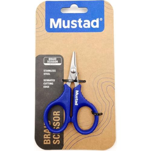 Mustad Stainless Steel Fishing Professional Scissors for Lure Easy To Cut PE Carbon Line Braid Line Other Fishing Products