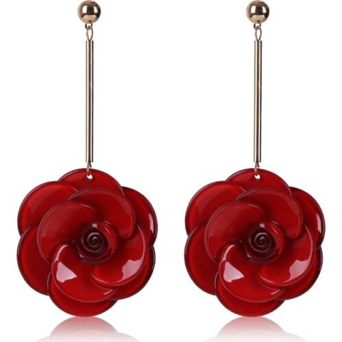 European and American Fashion Flower Acrylic Rose Flower Earring Fashion Simply Earrings Women Earrings Jewelry