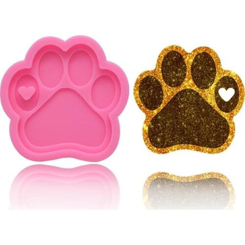 DIY Craft Bear Paw Keychain Faux Crystal Fondant Cake Baking Silicone Epoxy Mold