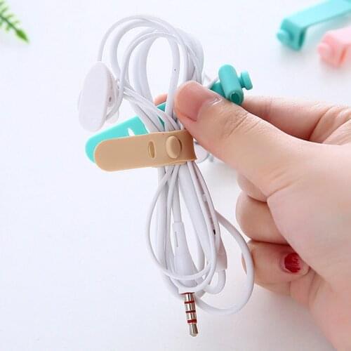 Silicone Data Cable Organizer Finishing Buckle Wrap Tie Strap Headphone Cord