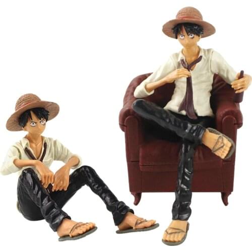 10-16cm Monkey D Luffy Figurine With Sofa For Car Home Decoration Toys Model Doll Gifts