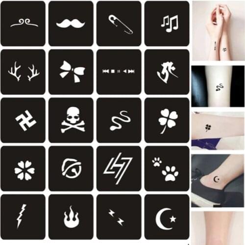 24PCS/SET Glitter Tattoo Stencil Fashion Drawing Templates for Women Girls Airbrush Stencil Henna Tattoo Stencils for Painting