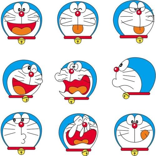 Three Ratels QC420 The most complete doraemon Face portrait wall stickers for kids car hood sticker laptop decal