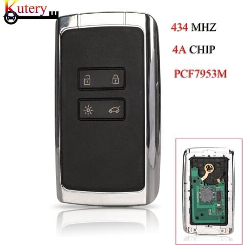 Kutery Remote Smart Car Key For Renault Megane 4 Talisman Kadjar Espace 5 Keyless Go Hitag AES 4Buttons 434MHZ 4A PCF7953M
