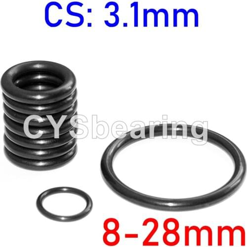 NBR O Ring Seal Gasket Thickness CS 3.1MM OD 8~28MM Nitrile Butadiene Rubber Spacer Oil Resistance Washer Round Shape