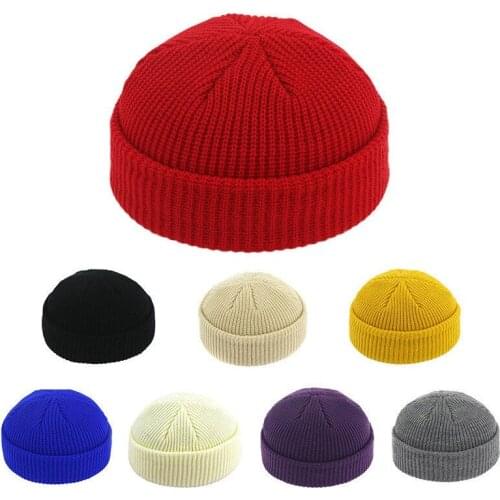 WZCX Solid Color Stripes Hip Hop Melon Hat Unisex Fashion Autumn Winter Keep Warm Vintage Beanie Hat Knitted Cap
