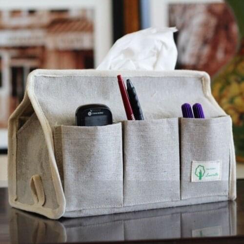 Zakka on a single cotton fabric of flax pastoral 6 pocket multifunctional vehicle remote storage box moisture-proof paper towel
