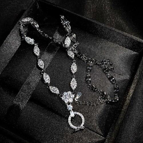 QTT 925 Sterling Silver Link Chain Choker Necklace Women Flower Design Temperament Lady Necklace Fashion Neck Jewelry
