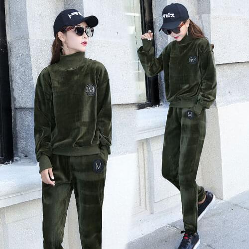 Winter Women Tracksuit Sportswear Thickness Velvet Warm Coat Running Jogger Outfit Casual Workout Set Sport Suit Sweatshirt+pant