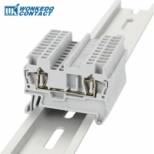 10Pcs ST1.5 Spring-cage Connection Feed-Through Wiring Return Pull Plug Wire Electrical Connector Din Rail Terminal Block ST 1.5