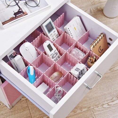 Drawer Dividers, Drawer Divider Organizers 4 PCS DIY Plastic Grid Adjustable Plastic Divider Household Storage Makeup Storager