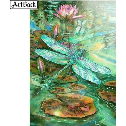 5d diamond painting dragonfly butterfly full square / round 3d canvas diamond embroidery mosaic landscape diamond art 20x30cm