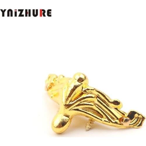 Antique Zinc Alloy Jewelry Gift Box Wood Case Deco Carving Corner Protector,Mini Furniture Foot,Gold Color,36*19mm,12Pcs