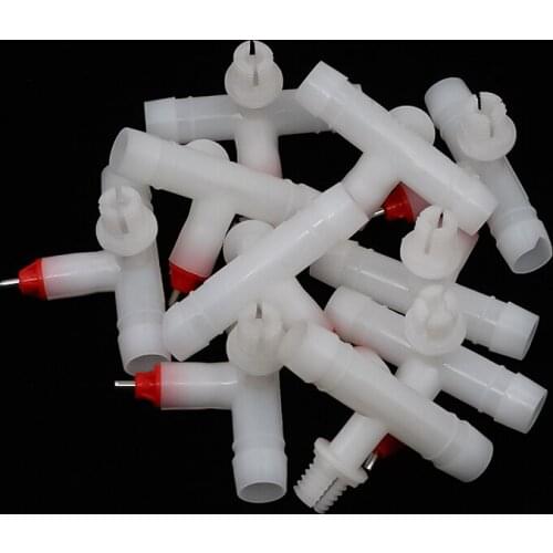 50PCS Poultry Automatic Nipple Drinker Chicken Tee Tube Nipple Drinker Plastic White Chicken Feeding Supplies Free Shipping