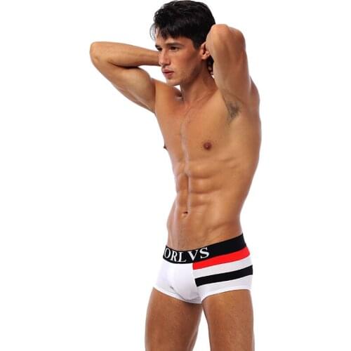 ORLVS Boxers Stripes Contrast Underpants Anti-hemming Edge Feel Soft An Elastic Band Of Personality Close-fitting Clothing Short
