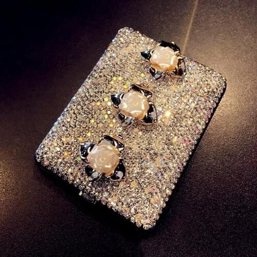 Holds 20 Cigarettes Female Luxury Rose Cigarette Case Diamond New Portable Tobacco Case High-Grade Gifts Cigarette Case for Slim