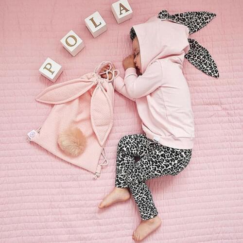 Kids Baby Girls Rabbit Hooded Tops Hoody Pants Winter Toddler Cotton Clothes Pullover Long Sleeve Sweatshirt Sweatpants Set
