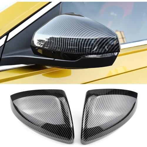 For Volkswagen Polo Mk6 2018 2019 2020 Carbon fiber pattern Exterior Car Accessories Rearview Mirror Cover 2pcs
