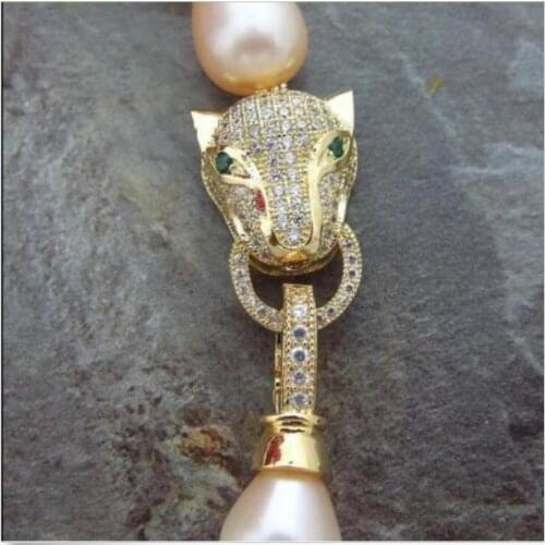 DOUBLE STRANDS 12-13MM SOUTH SEA GOLDPINK PEARL NECKLACE 7.5-8"