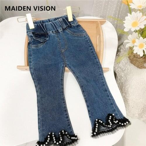 Baby Girls Jeans autumn Baby Stretch Slim denim trousers Princess Denim Pants fashion Childrens Jeans Childrens Boot Cut pant