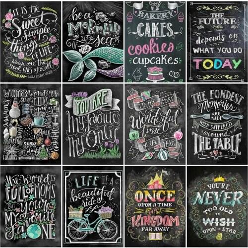 EverShine Diamond Painting Letter Pattern Full Drill Square Diamond Embroidery Blackboard Text Cross Stitch Mosaic Handicraft