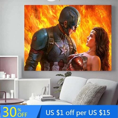 Marvel Superhero Poster Captain America in Fire picture Wall Art Painting Modern Kids Bedroom Living Room Cuadros Decor Mural