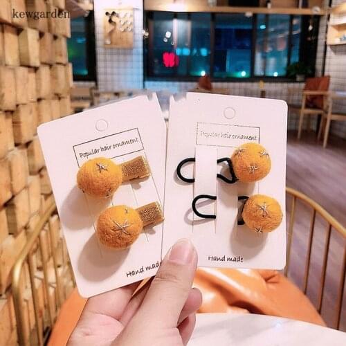 Kewgarden Baby Girls Hair Accessories Set Barrettes Wool Felt Ball Hairclips 1 Pair Hairclip + 1 Pair Elastic Hair Bands = 1Set