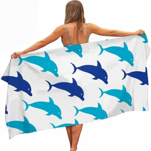 HELENGILI Dolphin Microfiber Pool Beach Towel Portable Quick Fast Dry Sand Outdoor Travel Swim Blanket Yoga Mat