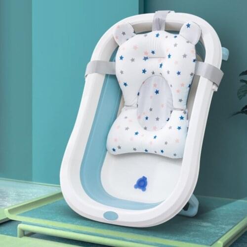 Baby Bath Mats Newborn Infant Anti-slip Bath Seat Soft Pillow Net Pockets Support Bathtube Pads Newborn Baby Shower Body Cushion