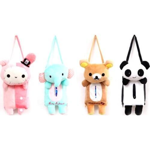 Creative Design Cute Little Animal Tissue Box Holder Zipper Backseat Hanging Tissue Case for Car and Home Use Wholesale CSV