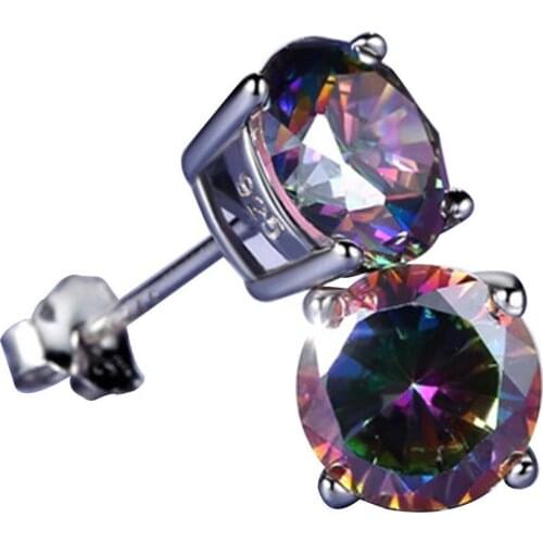 HOT SALES !!! Classic Men Women Round Square Colorful Rhinestone Inlaid Stud Earrings Jewelry