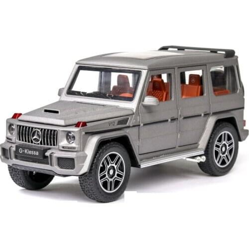 Simulation 1:24 G63 childrens alloy toy SUV model ornaments childrens birthday Christmas New Year gift Bright grey car