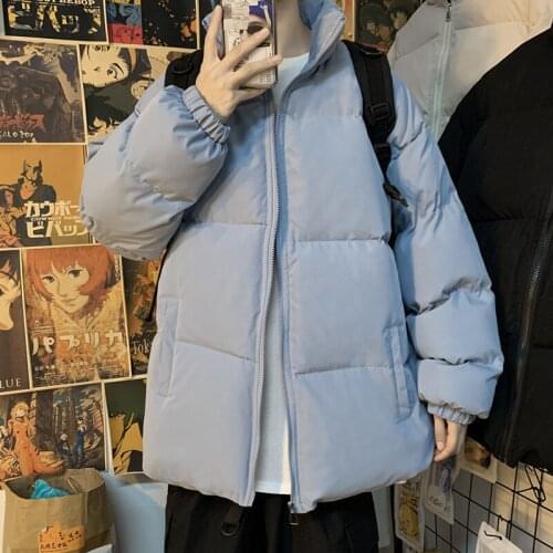 Men Harajuku Colorful Bubble Coat Winter Jacket Men Streetwear Hip Hop Parka Korean Cotton Jackets Couples warm Cotton coat