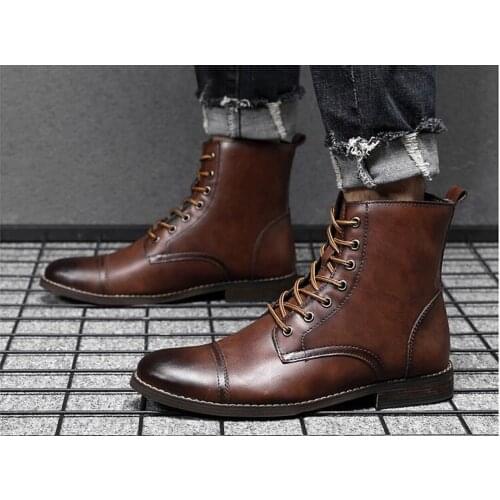 2012 Size 38-48 Autumn Men Leather Boots British Royal Mens shoes Ankle boots Brand Men winter shoes martins Boots