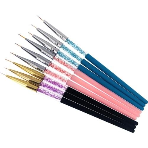 3Pcs Acrylic French Stripe Nail Art Liner Brush Set 3D Tips Manicure Ultra-thin Line Drawing Pen UV Gel Brushes Painting Tools