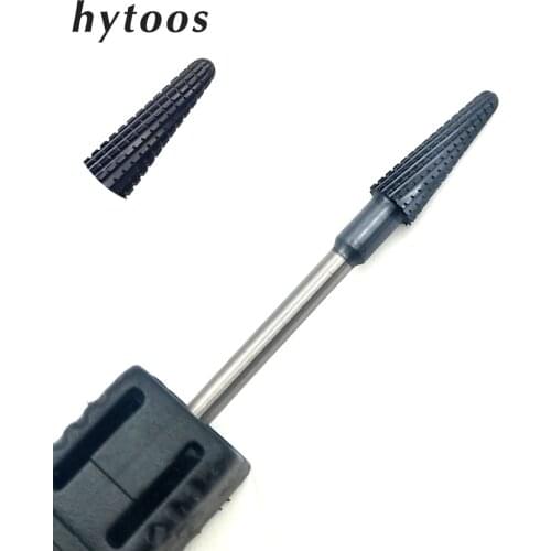 HYTOOS Black Titanium Tungsten Carbide Step Nail Drill Bit 3/32" Cone Bits For Manicure Drill Accessories Nail Milling Tools