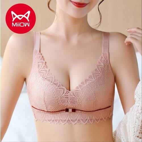 MiiOW Lingerie Bra Gathers Womens Anti-sagging No Steel Ring Bra To Receive A Pair of Breast Small Chest Special Lace Sexy