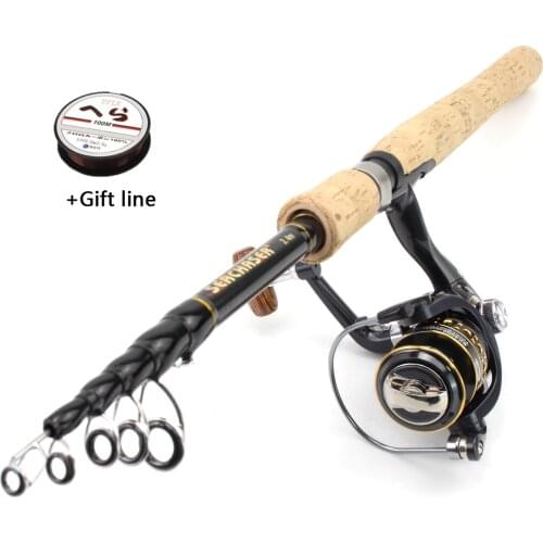 NEW 1.8m2.1m2.4m2.7m Rod Reel Combos telescopic Spinning fishing rod Spinning Reels set 29cm Cork handle Pikes fish trout rods