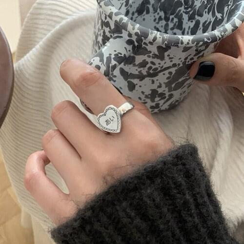New Korean Single Rings Adjustable Opening For Women Heart Lady Simple Valentines Day Gift Couple Personality Jewelry BOYULIGE