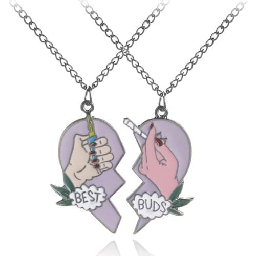 A Pair Good Friends Necklace BEST BUDS Love Combination Cigarette Lighter Alloy Pendant Necklace Of Friendship Souvenir Gifts