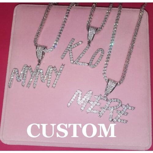 Customized Name Necklaces & Pendant Zircon Women Mens Hip Hop Jewelry With Tennis Chain